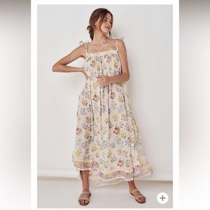 Spell Floral Maxi Dress - Cream with Multicolor Accents